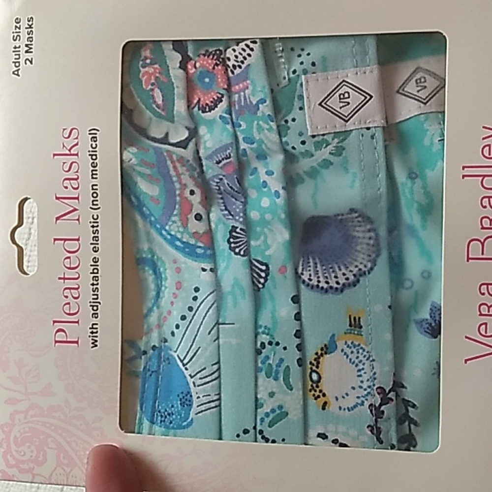 2 Pleated Masks Vera Bradley in Ocean blue themed. Non Medical